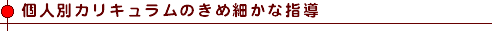 個人別カリキュラムのきめ細かな指導